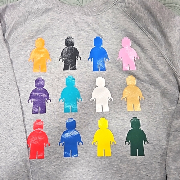 Lego Sweatshirt M gray mini figures pattern EUC - Picture 8 of 8